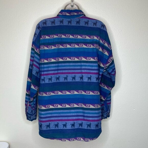 Vintage CM Company Southwest Stripe Alpaca Button Front Long Sleeve Women Medium - Picture 5 of 10